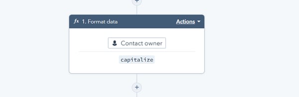 Capture d'écran d'un Workflow HubSpot montrant le format de la data