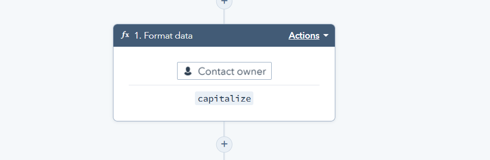 Capture d'écran d'un Workflow HubSpot montrant le format de la data